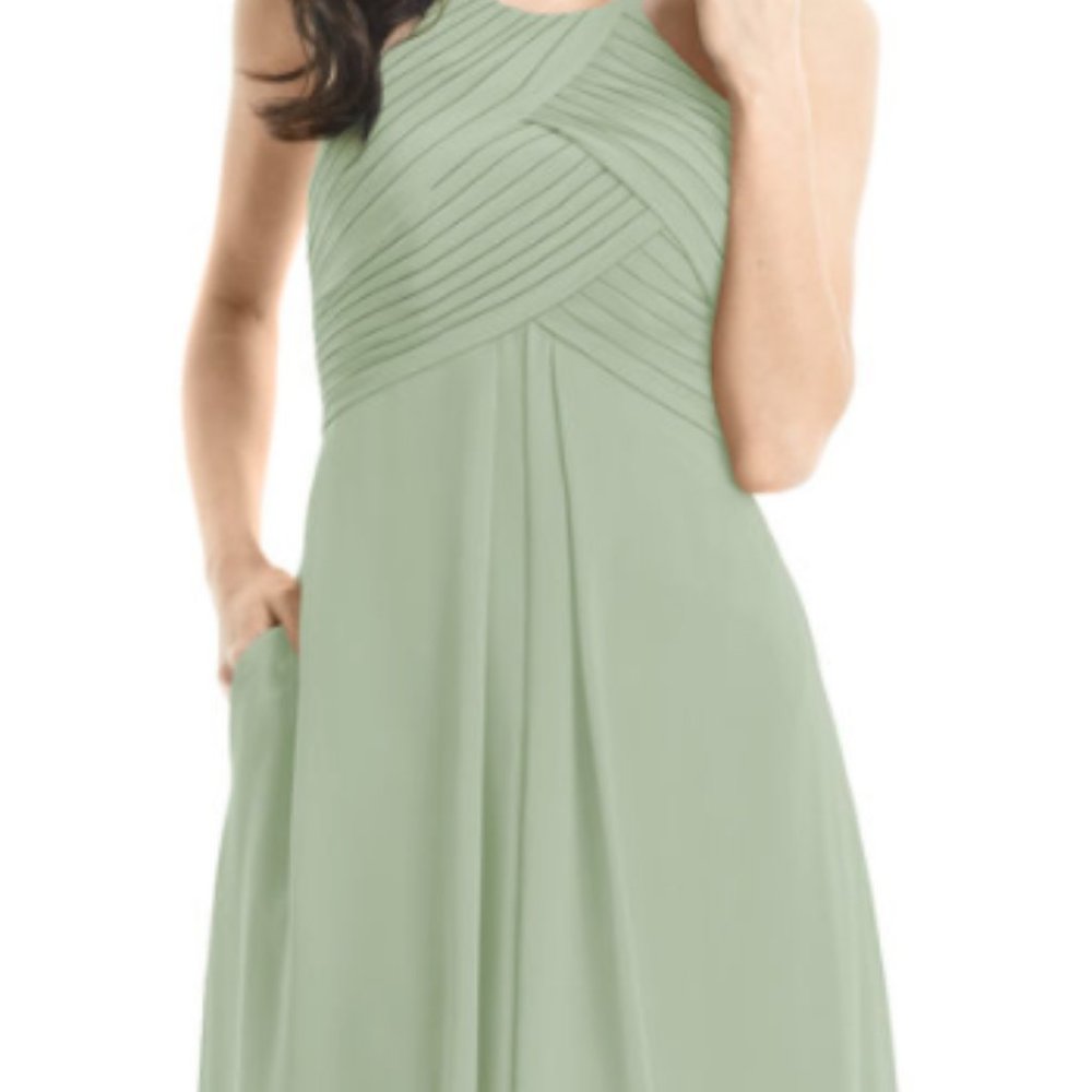 Azazie Dusty Sage Halter Dress
